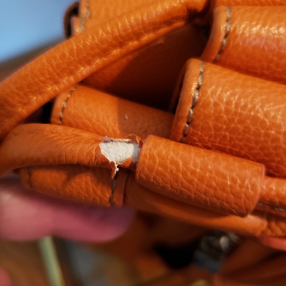 Babbs Collection Orange Leather Crossbody Purse - Picture 5 of 10